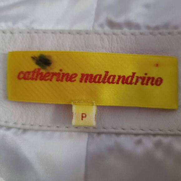 CATHERINE MALANDRINO Ivory Leather Jacket with Crochet Insets Women's Size P - Picture 10 of 14